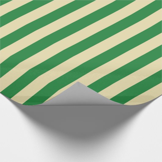 Papier Cadeau Rayures vert-foncé et beiges verticales (Coin)