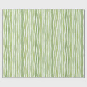 Papier Cadeau Rayures vert lime ondulées crème (Plat)