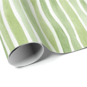 Papier Cadeau Rayures vert lime ondulées crème (Coin rond)