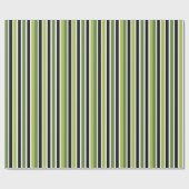 Papier Cadeau Rayures Vert Noir (Plat)
