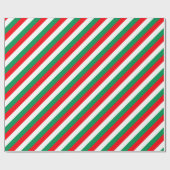 Papier Cadeau Rayures vertes blanches rouges (Plat)