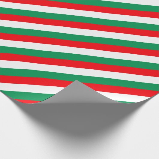 Papier Cadeau Rayures vertes blanches rouges (Coin)