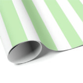 Papier Cadeau Rayures vertes et blanches molles verticales (Coin rond)