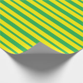 Papier Cadeau Rayures vertes et jaunes épaisses et minces (Coin)