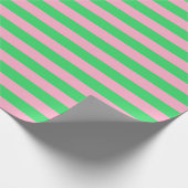 Papier Cadeau Rayures vertes et roses (Coin)