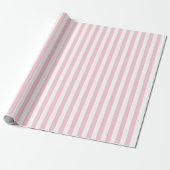 Papier Cadeau Rayures verticales bébé rose et blanc rayé (Déroulé)