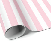 Papier Cadeau Rayures verticales bébé rose et blanc rayé (Coin rond)