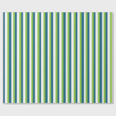 Papier Cadeau Rayures verticales bleues blanches vertes (Plat)