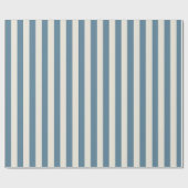 Papier Cadeau Rayures verticales bleues et crème (Plat)