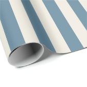Papier Cadeau Rayures verticales bleues et crème (Coin rond)