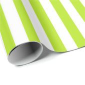 Papier Cadeau Rayures verticales de vert et de blanc de chaux (Coin rond)