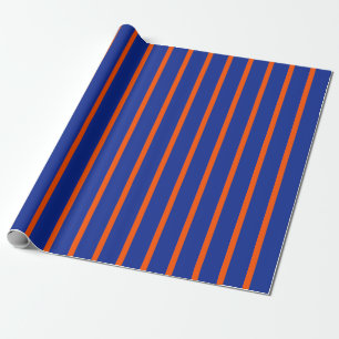 Papier Cadeau Rayures verticales espacées bleues et orange gras