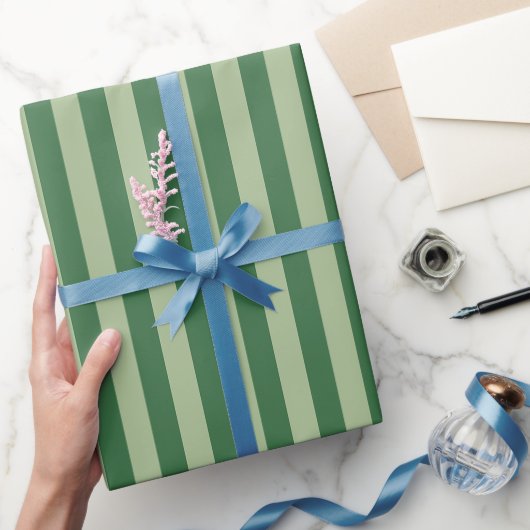 Papier Cadeau Rayures verticales Forêt verte rayée (Cadeaux)