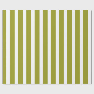 Papier Cadeau Rayures verticales minimalistes vert olive et blan