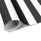 Papier Cadeau Rayures verticales noires et blanches classiques (Coin rond)