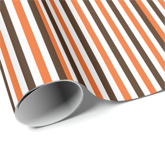 Papier Cadeau Rayures verticales orange marron (Coin rond)