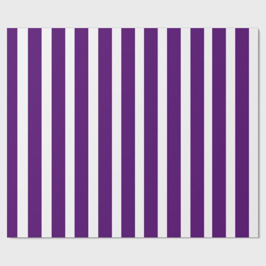 Papier Cadeau Rayures verticales violettes profondes et blanches (Plat)