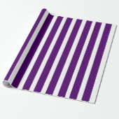 Papier Cadeau Rayures verticales violettes profondes et blanches (Déroulé)