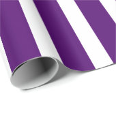 Papier Cadeau Rayures verticales violettes profondes et blanches (Coin rond)