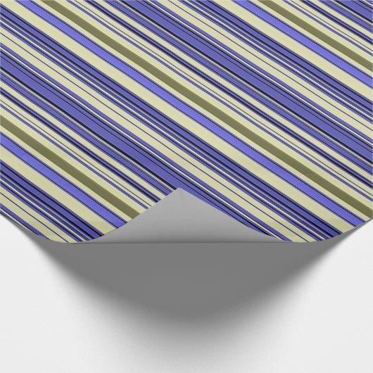 Papier Cadeau Rayures - Violet Bleu Jaune Vert (Coin)