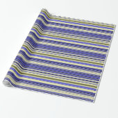 Papier Cadeau Rayures - Violet Bleu Jaune Vert (Déroulé)