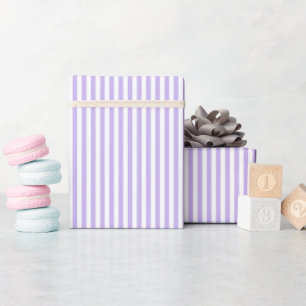 Papier Cadeau Rayures Violet Clair et Blanc