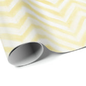 Papier Cadeau Rayures Zigzag Jaune Blanc Anniversaire (Coin rond)