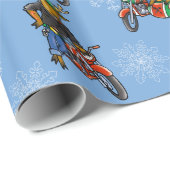 Papier Cadeau Rebelles sans vacances de bleu de renne de Claus (Coin rond)