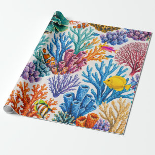 Papier Cadeau Récif de corail coloré poisson tropical