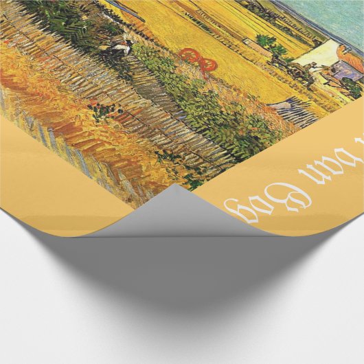 Papier Cadeau Récolte à La Crau, avec Montmajour dans le Backgro (Coin)