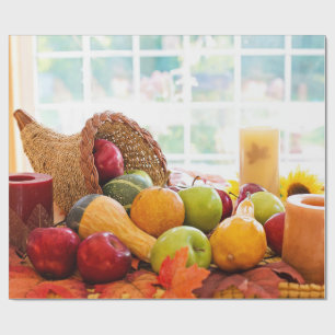 Papier Cadeau Récolte classique de la table de Thanksgiving en a