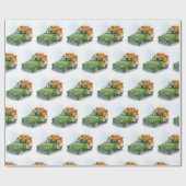 Papier Cadeau Récolte d'automne dans un camion vert (Plat)