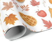 Papier Cadeau Récolte d'automne - Feuilles d'automne, Citrouille (Coin rond)