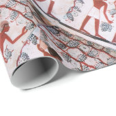 PAPIER CADEAU RÉCOLTE DE VIN ÉGYPTIENNE ANTIQUE (Coin rond)