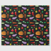 Papier Cadeau Récolte légumes tomate poivre carottes champignon  (Plat)