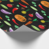 Papier Cadeau Récolte légumes tomate poivre carottes champignon  (Coin)