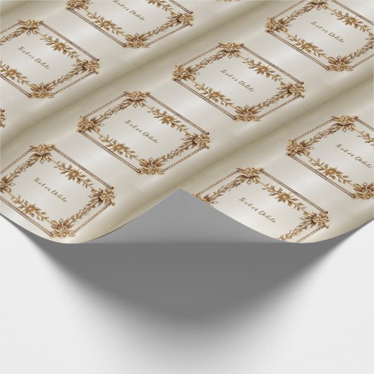 Papier Cadeau Rectangle doré Fleurs Dimonées brillantes (Coin)