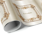 Papier Cadeau Rectangle Orné Doré Fleurs Diamant Brillantes (Coin rond)