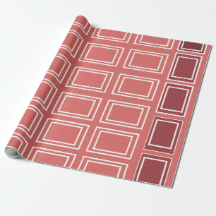 Papier Cadeau Rectangle rouge blanc Carré géométrique