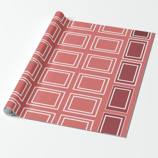 Papier Cadeau Rectangle rouge blanc Carré géométrique (Déroulé)