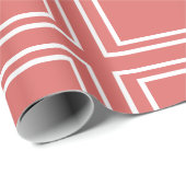 Papier Cadeau Rectangle rouge blanc Carré géométrique (Coin rond)