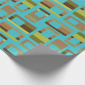 Papier Cadeau Rectangles à bandes turquoise (Coin)