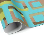 Papier Cadeau Rectangles à bandes turquoise (Coin rond)