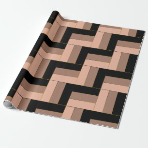 Papier Cadeau Rectangles géométriques marron moka noir
