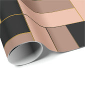 Papier Cadeau Rectangles géométriques marron moka noir (Coin rond)