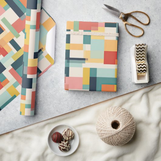 Papier Cadeau Rectangles rétro Abstrait milieu du siècle moderne (Artisanat)
