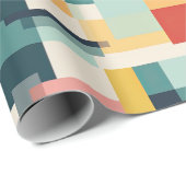 Papier Cadeau Rectangles rétro Abstrait milieu du siècle moderne (Coin rond)