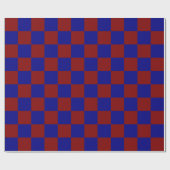 Papier Cadeau Rectangles rouge foncé et bleu (Plat)