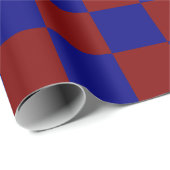 Papier Cadeau Rectangles rouge foncé et bleu (Coin rond)