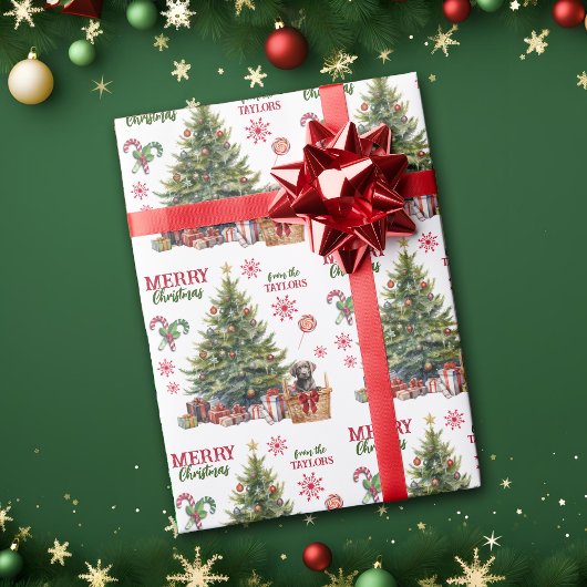 Papier Cadeau Récupérateur de chocolat Labrador sous l'arbre